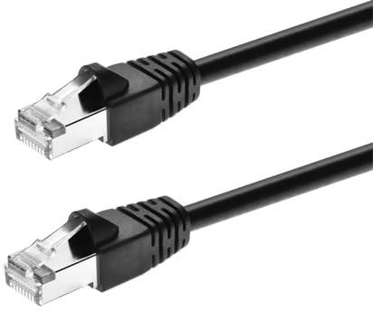 Monoprice Cat6A 30ft Black Patch Cable Double Shielded (S/FTP) 26AWG 10G Pure Bare Copper Snagless RJ45 Fullboot Series Ethernet Cable