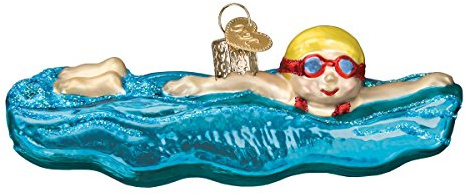 Old World Christmas Swim, Skis and Flippers Glass Blown Ornaments for Christmas Tree