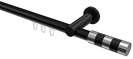 Interdeco Innenlauf Gardinenstangen Schwarz 20 mm Ø Platon Mavell, 100 cm