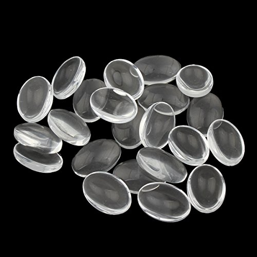 Perlin - Klar Glas Cabochon 40stk Oval 25x18 mm Transparent Dekoration Schmuckherstellung Glaskuppel Cabochons DIY-Schmuck R45 x2