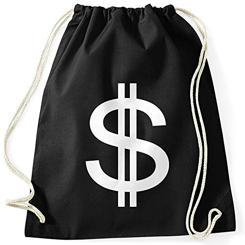MoonWorks® Turnbeutel Dollar-Zeichen Symbol Money Bag Geldsack schwarz Unisize