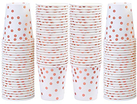 Elcoho 100 Stück Pappbecher, Partybecher, Einwegbecher, Trinkbecher für Party, Hochzeit, Jahrestag, 266 ml Farbe A