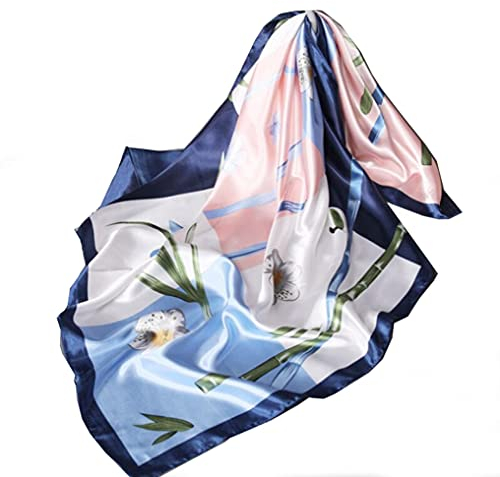 LA FERANI Halstuch Damen Seidentuch 90x90cm | Bandana Seide Satin | Kreuzfahrt Tuch Frühling Sommer Style Stola | Business Style Geschenk Frau Mutter Tochter (2)