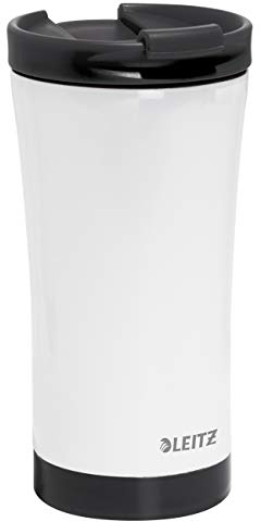 Leitz WOW Thermobecher, Edelstahl, Wärmeisolierend für Warm- und Kaltgetränke, Wiederverwendbar, Schwarz, 90140095, 20.4 x 9.3 x 9.3 cm