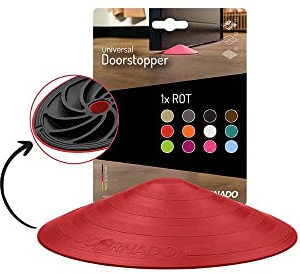 Doornado Starker Gummi Türstopper - Türhalter ohne Bohren - Für alle Arten von Türen und Böden - 118x25mm – Designpreis - Rot