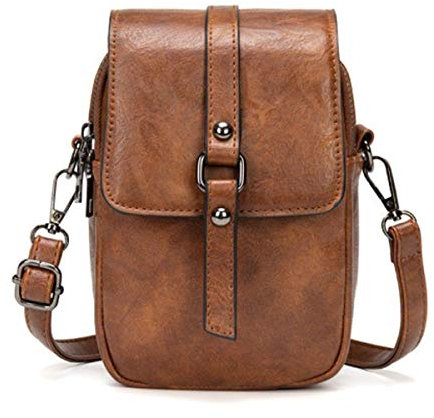 LassZone Crossbody Phone Bag for Women Vegan Leather Cross Body Bag Mini Shoulder Handbags Cellphone Pouch Coin Purse Wallet With Earphone Hole Long Strap