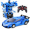 Yellcetoy Transform Spielzeug mit Handgesten Sening, Roboter Auto mit LED Licht Musik & Sound Effekt, Ferngesteuertes Auto mit 2,4Ghz Fernbedienung Akkus für Kinder Junge Geschenke ab 3-10 Jahre Blau