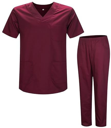 Misemiya - Ensemble Uniformes Unisexe Blouse - Uniforme Médical avec Haut et Pantalon - Ref.8178 - X-Large, Grenat 21