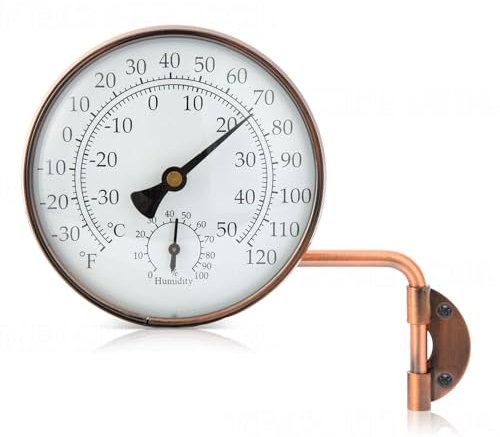 Brass Swivel Thermometer/Hygrometer, Outdoor Thermometer/Analog Thermometer with Humidity (4inch)