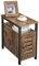 Industrial Rustic Wood/Steel Narrow End Sofa Side Table Shelf With Shutter Door Storage Bedside Nightstand, End Table with Storage, Table for Home Bedroom Living Room Rustic Brown Shutter Door
