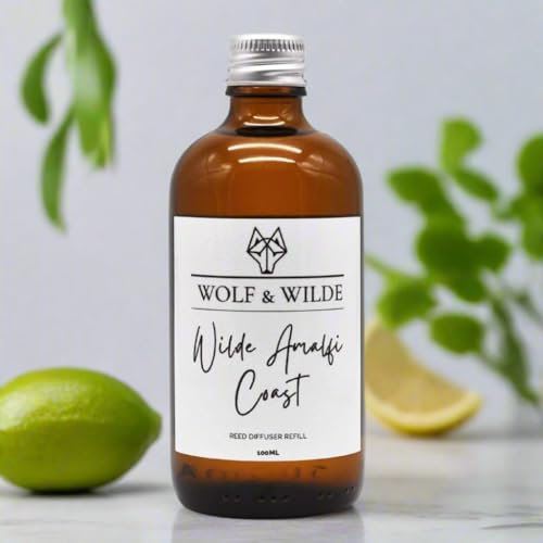 Amalfi Coast 100ML Luxury Reed Diffuser Refill In Amber Glass Bottle | Burst Of Italian Citrus's | Long Lasting Up To 6 Months | Handmade In The UK by Wolf & Wilde