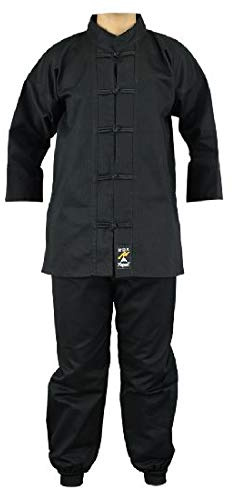 Playwell Martial Arts Kung Fu Cotton Uniform - All Black (4/170cm)