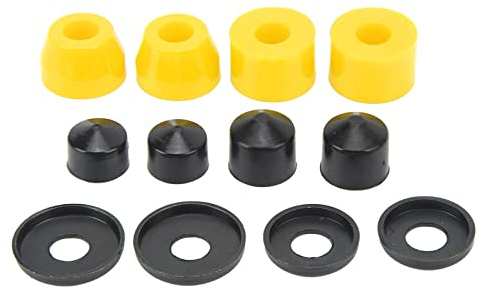 Jenngaoo 12 Stück Skateboard-Buchsen Set, Bushings 90A, Ersatzbuchsen für Skateboard-Trucks, Dämpfungs-Set für Double-Kick 4-Rad Boards (Gelb)