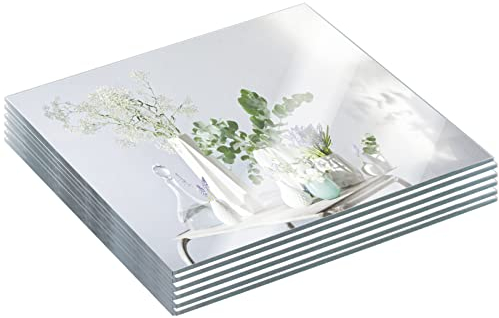 JAMBALAY 12 Square Mirror Centerpieces for Table, Set of 12 Glass Mirror Table Centerpieces, Square Mirror Candle Plates, Glass Tray, Glass Mirror Centerpieces for Wedding and Party