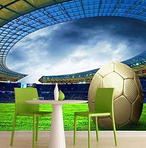 3D Wallpaper Wall Mural Football Soccer Field Basketball Wallpaper 3D Mural Wall Wallpaper Wall Posters Wall Sticker Border Self Adhesive Brick Bathroom Bedroom Removable Wall Photo 400 x 280 cm