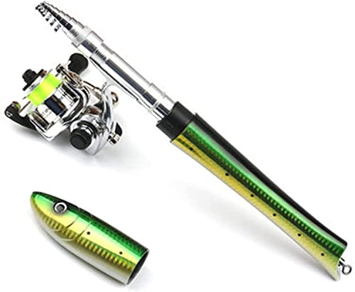 Canne à pêche et Moulinet Combos Canne à pêche télescopique en Fibre de Verre Baitcasting Cannes à pêche à la Mouche pour Eau salée et Eau Douce