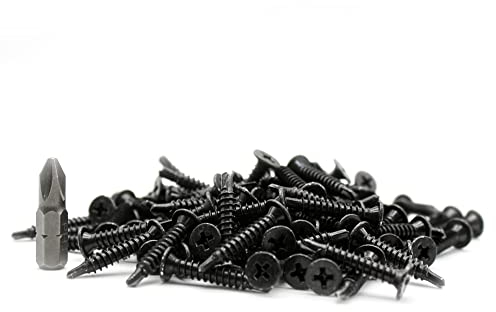 DOJA Barcelona | Phillips Bohrschraube mit PH2 Bohrspitze | Schneidschrauben | Blechschraube | Flachkopf | 4,2 x 14 | Packung 100 | Schwarz | Selbstbohrende Schraube für Metall, Kreuzschlitzschrauben