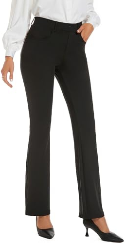 adorence Yoga Hose Damen: Elegante Hose Damen, Stretch Schlaghose Damen mit Hoher Taille, Taschen - Bequeme Freizeithose für Damen -29 Schwarz,S