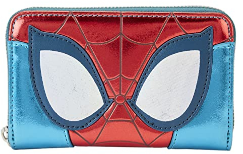 Loungefly Marvel Shine Spider-Man Cosplay Geldbörse mit Reißverschluss, Rot und Blau, Multi, Einheitsgröße, Cosplay-Thema, holografische Geldbörse mit umlaufendem Reißverschluss