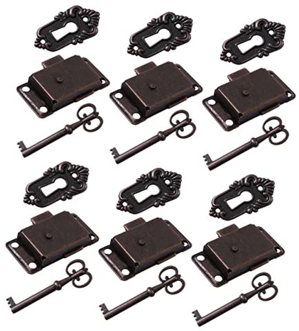 WOONEKY 6 Set Valigia D'epoca Lucchetto in a Per Mobili Antichi Serrature Per Scrivania Serratura Del Cassetto Ferro Da Stiro Vecchio Stile Credenza