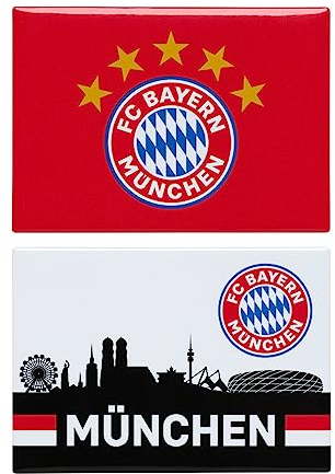 FC Bayern München Magnet 2er Set - Logo & Skyline - Kühlschrankmagnet FCB