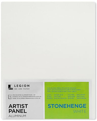 Legion Artist Panel, 0,3 cm en aluminium brossé composite avec papier Stonehenge 100 % coton blanc 250 g/m², 20,3 x 25,4 cm pour supports secs