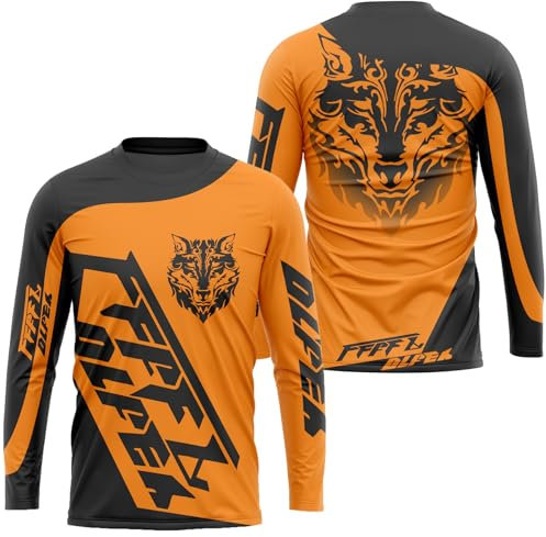 FFFF & OLFEH Herren Motocross Trikot Jersey,Radfahren Jersey Herren Mountainbike Langarm MTB T-Shirt,Shirt Downhill Fahrrad Jersey Schnelltrocknend (Gelb,L)