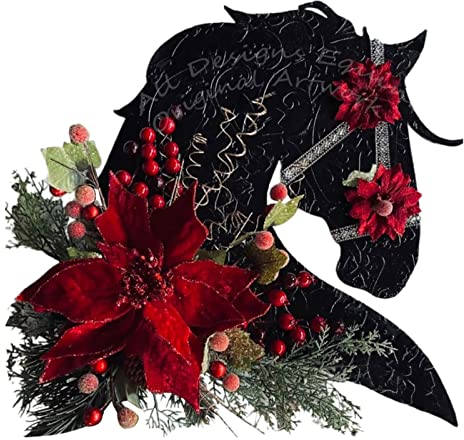 Pferdekopfkranz Weihnachtskranz Weihnachtsdeko Wand Pferdekopf Türbehang Frühlingskranz Kranz Wanddekoration Kranz Willkommensschild Veranda Weihnachtsbaumschmuck