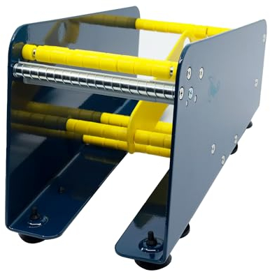KLEBERINO Etikettenspender | Manuelles Tischgerät für Klebepunkte, Etiketten | Robust aus Stahl | Labelspender (113 mm breit | mit Rollentrenner)