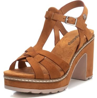 REFRESH Sandales à fermeture à boucle pour femme, couleur marron, taille 37, Camel, 36 EU
