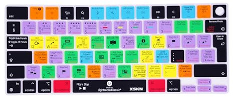 XSKN Lightroom Classic Shortcuts EU-Version, Silikon-Tastaturabdeckung für Apple M2 M3 Chip MacBook Air 13,6 Zoll (A2681 A3113) 15,3 Zoll (A2941 A3114) mit Touch ID