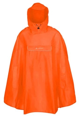 VAUDE Valdipino Rad-Regenponcho - Leicht, Wasserdicht & Umweltfreundlich | Bluesign®-zertifiziert | mit Eco Finish | Integrierte Tasche Green Shape-Label, Orange, Gr. XL