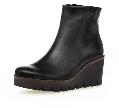 Gabor Damen Keilstiefeletten | Frauen Stiefeletten | Best Fitting | Keilabsatz | Wedge Heel | warm | gefüttert | Winter | schwarz (Cognac) | 42 EU - 8 UK