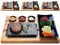 Beefstone Lot de 4 planches à steak en pierre de lave et plaque en porcelaine, pour griller la viande, le poisson sur la pierre chaude (4 x Uno Black)