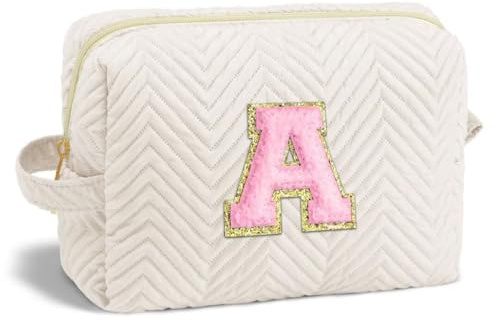 Parima Cadeaux pour filles – Trousse de maquillage personnalisée de voyage avec lettres de l'alphabet A-Z, a, Trousse de maquillage