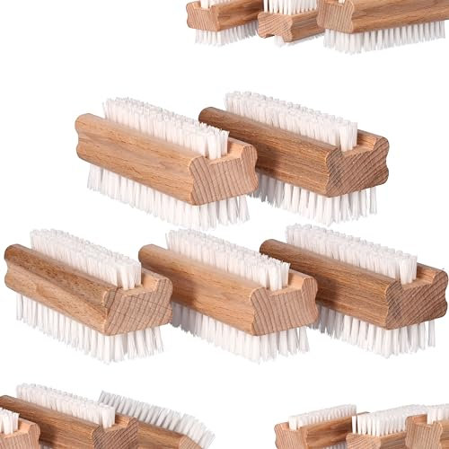 ToolSpace 5x Nagelbürste Holz Feste Starke Borsten Nagelreinigungsbürste Nail Brush Handwaschbürste Fingerbürste Schrubbbürste zum Reinigen von Dreck, Schmutz unter den Nägel Pflegebürste Handbürste