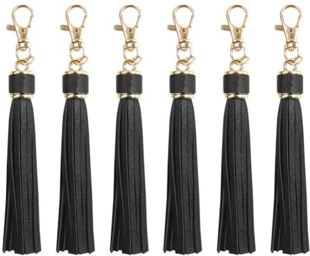 FSSTUD Lot de 6 porte-clés en cuir synthétique avec mousqueton noir pour sac à main, sac à dos, portefeuille, porte-monnaie, porte-clés de voiture