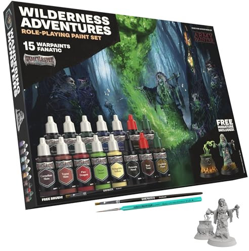 The Army Painter, GameMaster: Wilderness Adventures Paint Set C, 15x18 ml Warpaints Fanatic, 1 GameMaster Trockenpinsel, 1 Snap-Fit Hexen-Miniatur aus plastik