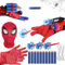 Funnity 2 Red Gant Spider avec Launch, Marve Jouet Lance Toile Spider, Masque Spider, Deguisement Spider Enfant pour Spider Cosplay Carnaval(B)