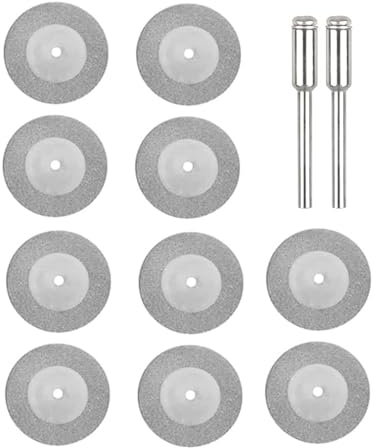 MiJunHD 10 Stück 16mm Diamant Trennscheiben & 2 Stück 3mm Schaft Dorn, Mini Kreissägeblatt Schneidscheiben (Ohne Löcher) für Metall, Fliesen, Holz, Glas, Marmor, Kunststoff, Jade