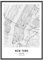 JUNOMI® New York Poster DIN A4 mit Rahmen Schwarz, DIN A4 Wohnzimmer Deko, Modernes Wandbild, New York Bild, Wandbild mit Rahmen, Stadtplan Poster New York, perfekte Geschenkidee für New Yorker
