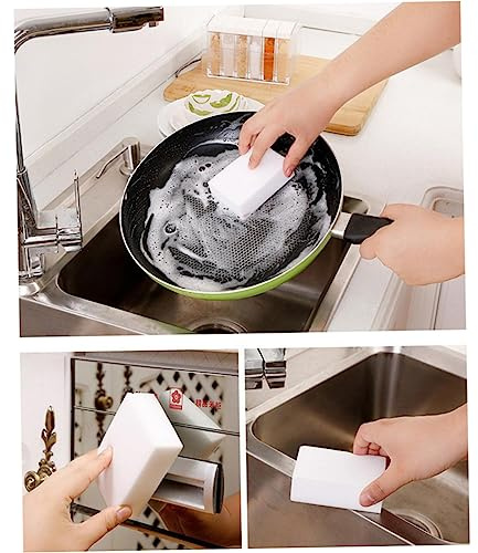 BEBEMOKO 20Stücke Schwamm Reinigungsschwamm Weiß für Küche und Badezimmer Effektiver Fleckenentferner für Geschirr Fliesen Haushaltsgeräte und