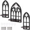 Foppla 3 Stück Kristall-Ausstellungsregal, Fensterform, schwebende Regale, Gothic-Kristallregal, leichte Wandkerzenleuchter, dekorativer Wandkerzenhalter für Wanddekoration, Heimdekoration, Schwarz