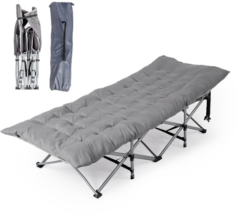 LEADZM Feldbett Klappbar mit Matratze，Campingbett faltbar für Erwachsene, 190x71x36 cm, Stahlrahmen, strapazierfähig & tragbar für Camping,Outdoor und Indoor, mit Aufbewahrungstasche