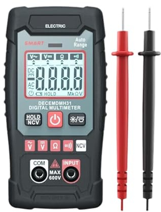 Arroopu Multimètre Numérique Testeur | Outillage Électricien de Tension Automatique - Multimètre AC/DC pour Travaux Industriels Domestiques Garage Plomberie,Réparation Auto Électricité