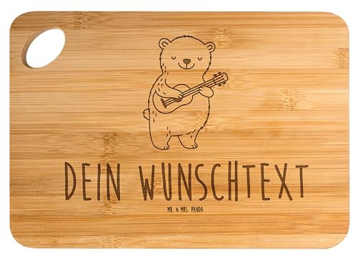Mr. & Mrs. Panda Schneidebrett Selber Gestalten Bär Gitarre - Personalisierte Geschenke, Lagerfeuer, personalisiert Holz, Frühstücksbrett, Mit Gravur, Ensemble, Akustik, Gesang, Holzbrett graviert