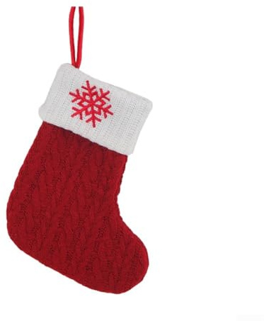 Bestickter Weihnachtsstrumpf Mini-Größe für festliche Baum- und Kamindekoration, inklusive Aufhängeschlaufe zur einfachen Verwendung (Schneeflocken)