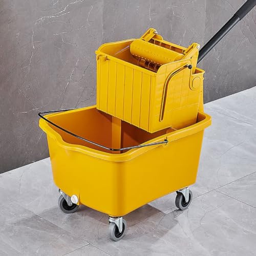 Wischmopp-Eimer-Set für Gewerbe/Haushalt, Kombination aus Mopp-Eimer und Quetscher, tragbarer Rollwagen mit Mopp, Mopp-Eimer mit großem Fassungsvermögen für die Reinigung zu Hause, in der Industrie
