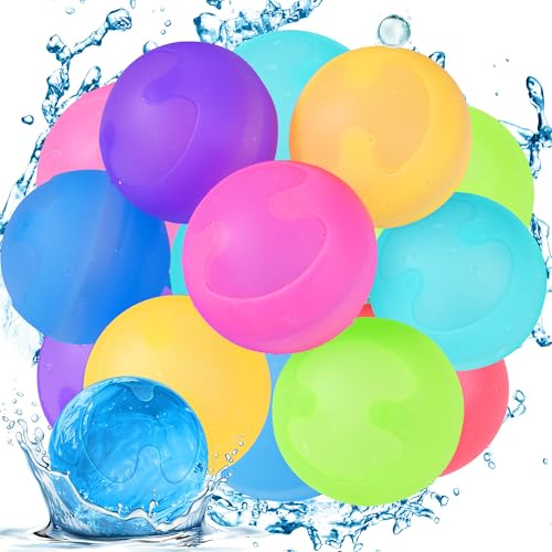 12 Stück Wasserbomben Wiederverwendbar, Wasserbomben Selbstschließend | Schnell Befüllbare, Nichtmagnetischer Sicherheitswasserball für Kinder und Erwachsene, Wasserballons für Outdoor, Wasserpark