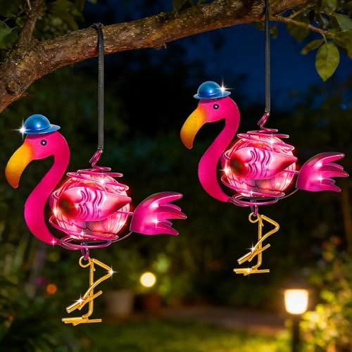 2 Stück Solar Deko Garten Flamingo,Solardeko Flamingo Aussen Garten Deko